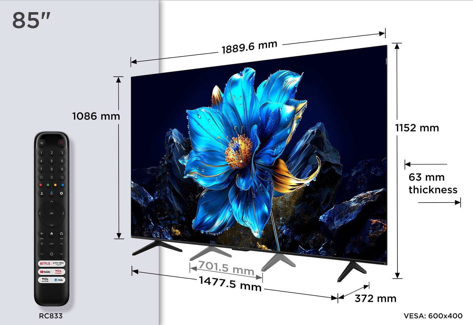 TCL 85P7K 85",4K,QLED,LED Direct,DV,GoogleTV