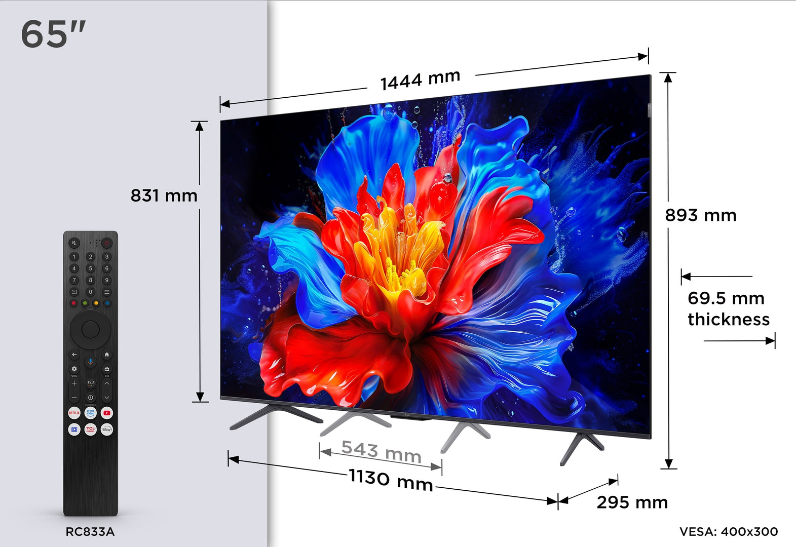 TCL 65P8K 65",4K,QLED,LEDDirect,144Hz,GoogleTV