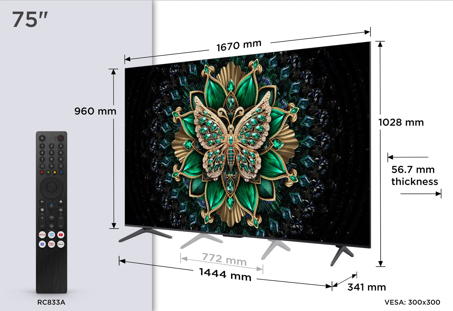 TCL 75C6K 75", 4K, MiniLED, 144Hz, GoogleTV