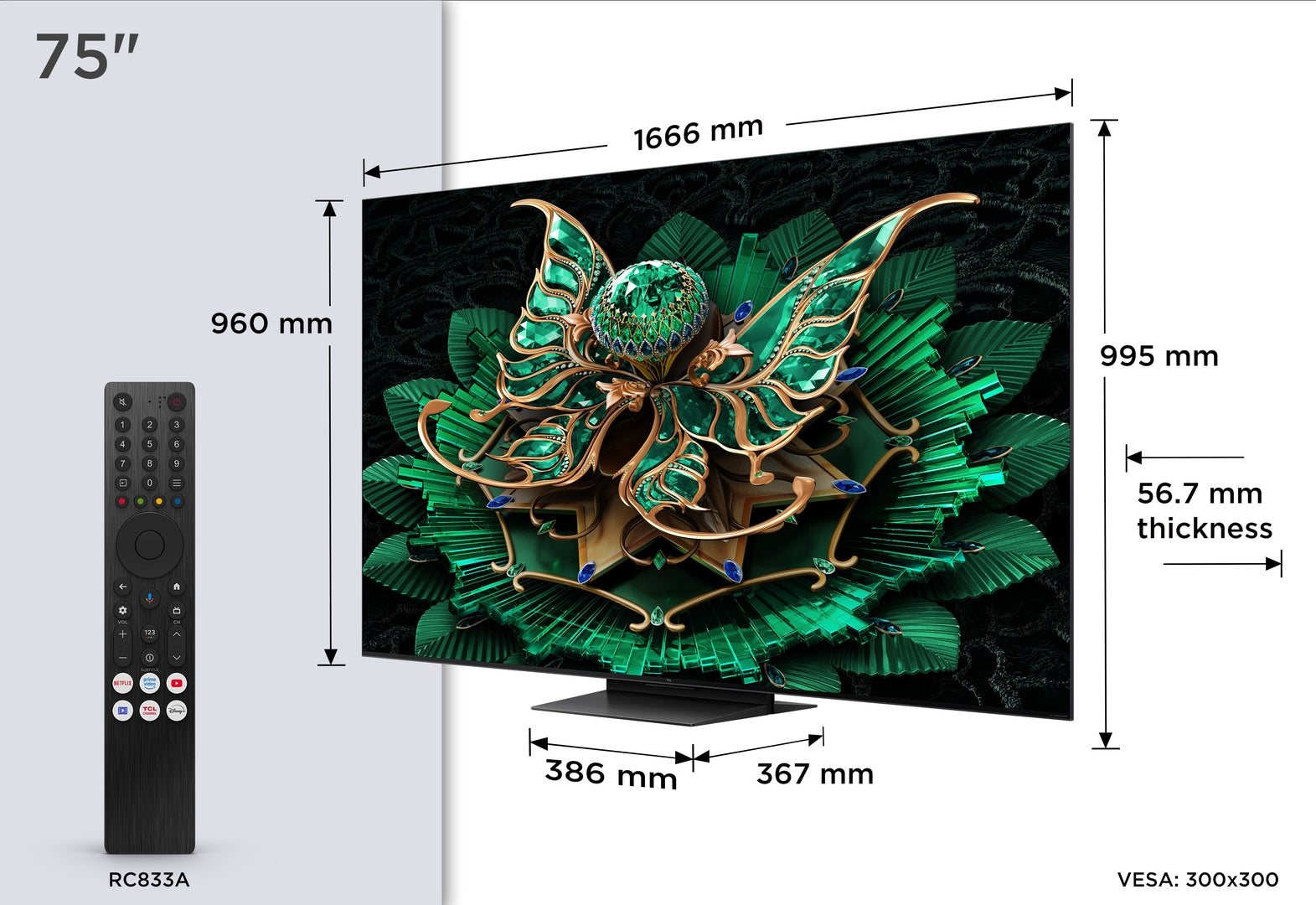 TCL 75C7K 75",4K,MiniLED,144Hz,B&O,GoogleTV