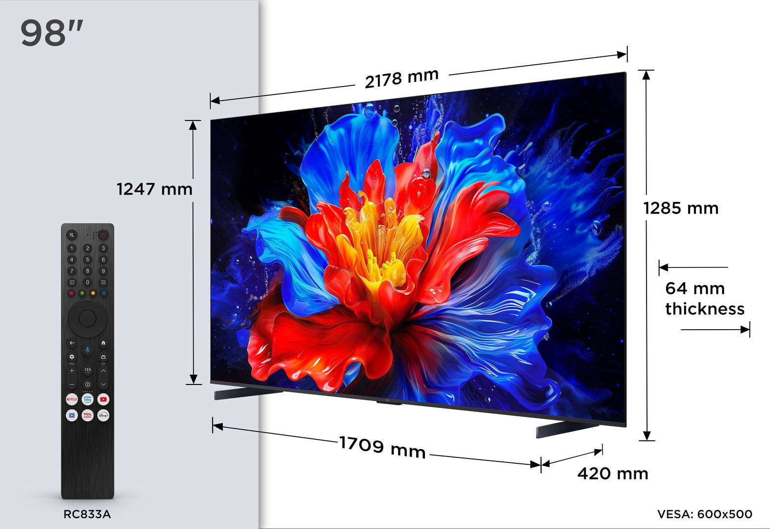 TCL 98P8K 98",4K,QLED,LEDDirect,144Hz,GoogleTV